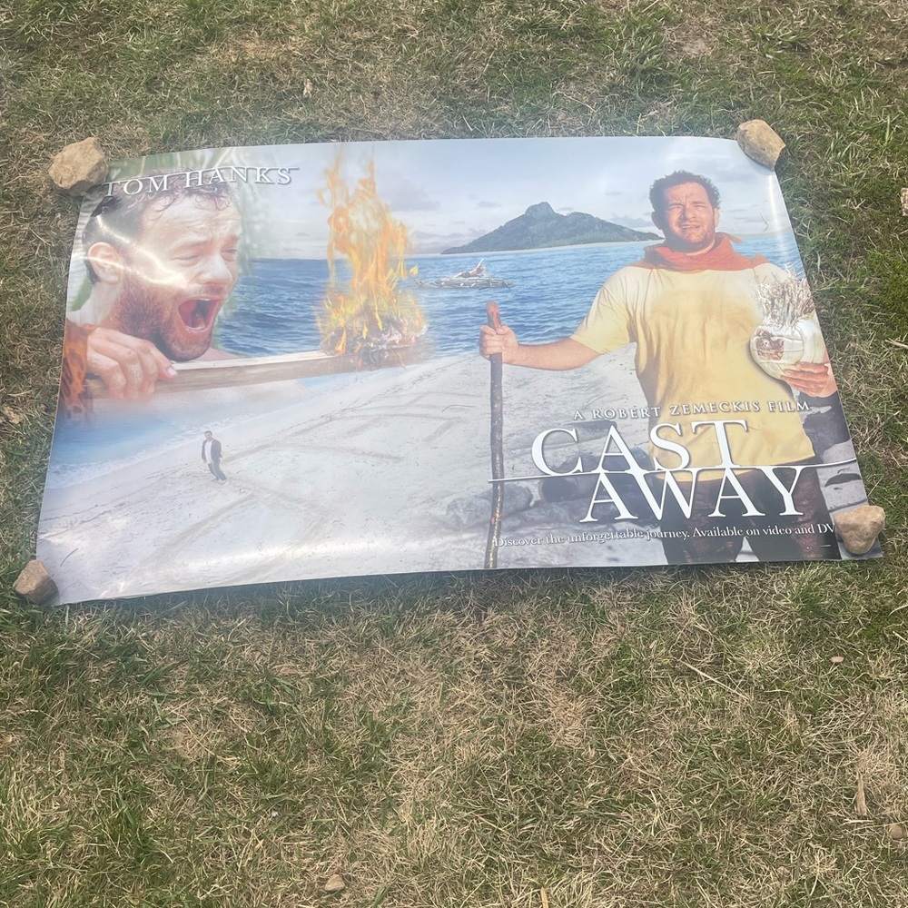 Y2K - Vintage - Cast Away Movie Poster - Tom Hanks - Blue, Tan, White (2000)